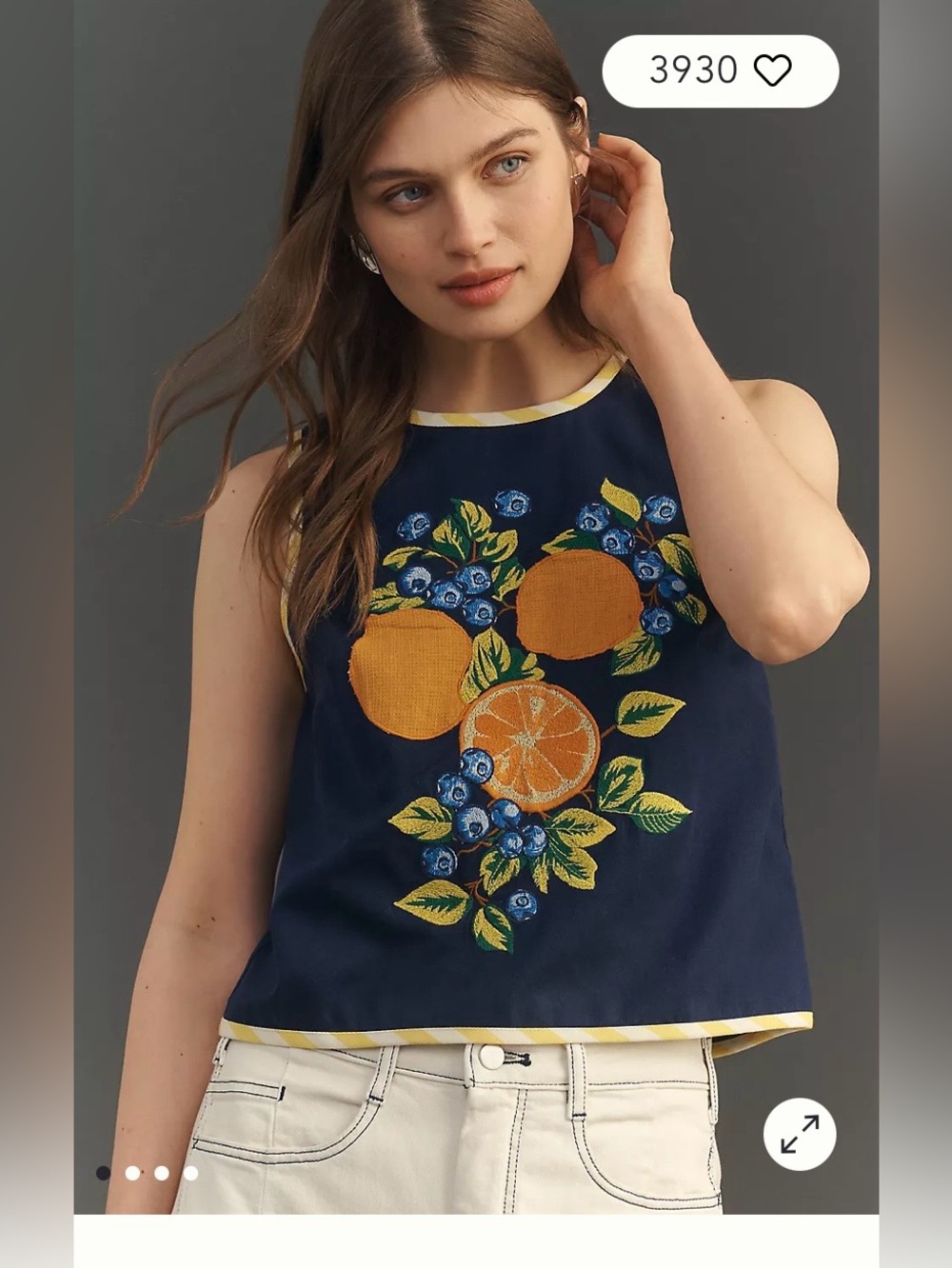 NWT Size L - Maeve Embroidered Shell Tank Cotton Blend (US$ 118)